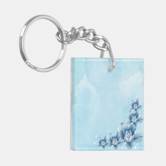 Porte-clés Porte - clé acrylique à fleurs bleues (Devant gauche)