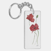 Porte-clés Porte - clé acrylique à fleurs rouges, (double fac (Devant gauche)