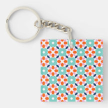 Porte - clé acrylique aux fleurs géométriques