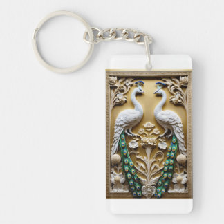 Porte-clés Porte - clé acrylique avec paire image paon.