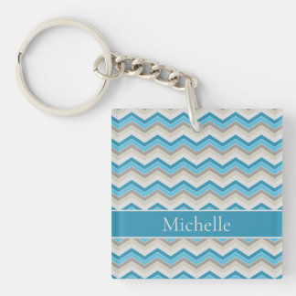 Porte-clés Porte - clé acrylique bleu Chevron personnalisé