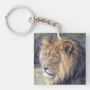 Porte-clés Porte - clé acrylique carré avec le lion
