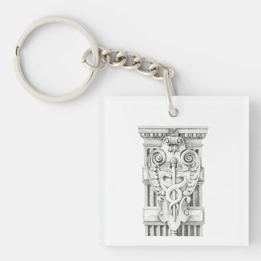 Porte-clés PORTE - CLÉ acrylique Carré CADUCEUS (Devant)