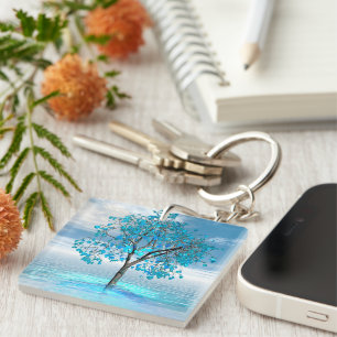 Porte-clés Porte - clé acrylique Crystal Blue Tree