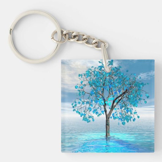 Porte-clés Porte - clé acrylique Crystal Blue Tree (Devant)