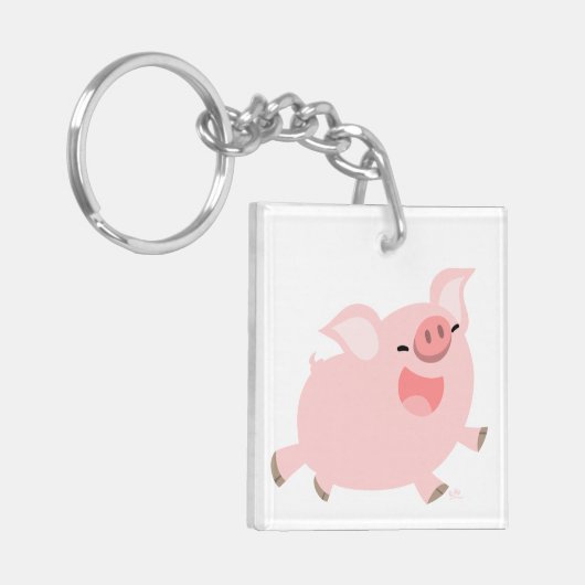 Porte-clés Porte - clé acrylique de cochon joyeux (Devant gauche)