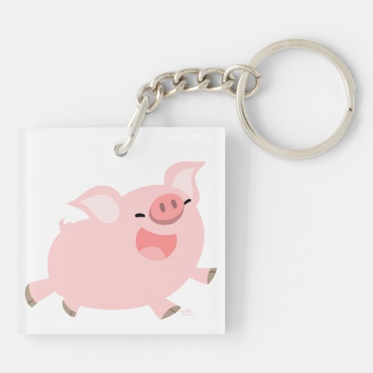 Porte-clés Porte - clé acrylique de cochon joyeux (Dos)