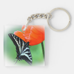 Porte-clés Porte - clé acrylique de fleurs de papillon zébrée