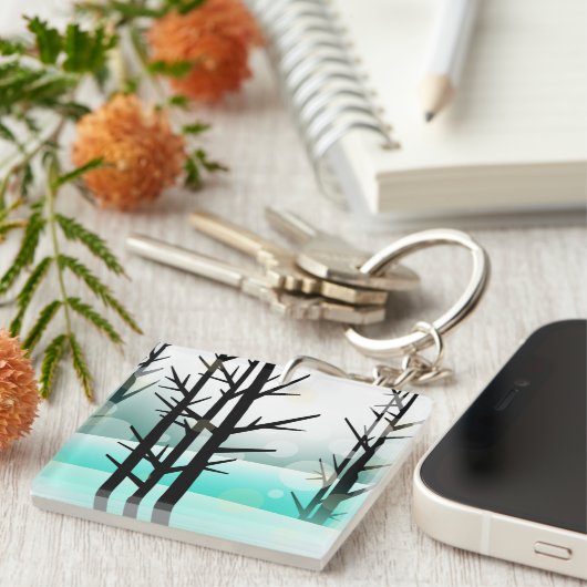 Porte-clés Porte - clé acrylique de la forêt d'hiver (Devant Droit)