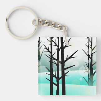 Porte-clés Porte - clé acrylique de la forêt d'hiver