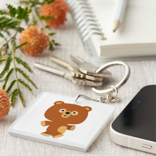 Porte-clés Porte - clé acrylique de l'ours assertif mignon (Devant Droit)