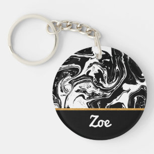 Porte-clés Porte - clé acrylique de style noir et Marbre bla