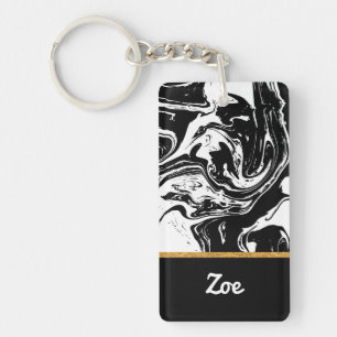 Porte-clés Porte - clé acrylique de style noir et Marbre bla