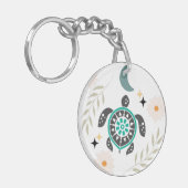 Porte-clés Porte - clé acrylique de tortue florale Boho - Nat (Devant gauche)