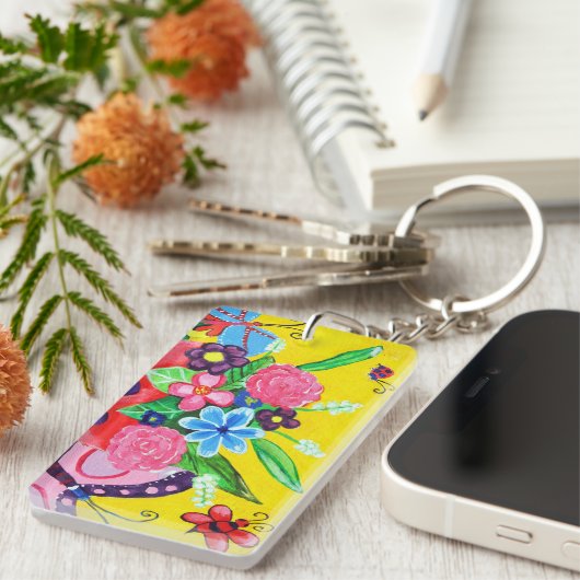 Porte-clés Porte - clé acrylique des papillons et des coccine (Devant droit)