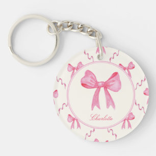 Porte-clés Porte - clé acrylique doux rose Coquette Bow