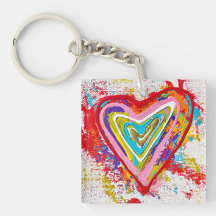 Porte-clés Porte - clé acrylique du coeur rouge
