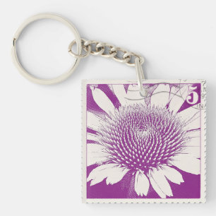 Porte-clés Porte - clé acrylique du confleur de timbre pourpr