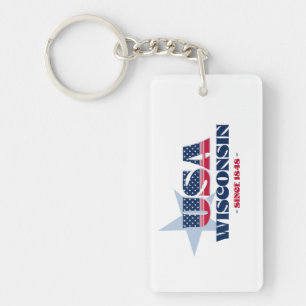 Porte-clés PORTE - CLÉ acrylique du monogramme du Wisconsin