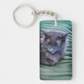 Porte-clés Porte - clé acrylique gris-vert pour chat (Devant)