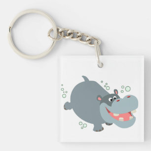 Porte-clés Porte - clé acrylique Hippo de natation mignon