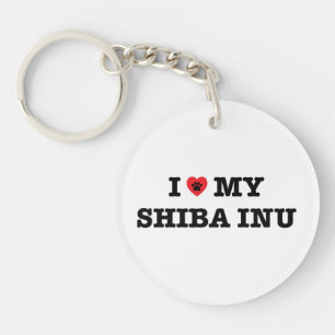 Porte-clés Porte - clé acrylique I Heart Shiba Inu