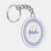 Porte-clés Porte - clé acrylique monogramme circulaire bleu (Devant gauche)