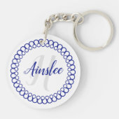 Porte-clés Porte - clé acrylique monogramme circulaire bleu (Dos)