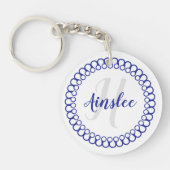 Porte-clés Porte - clé acrylique monogramme circulaire bleu (Devant)