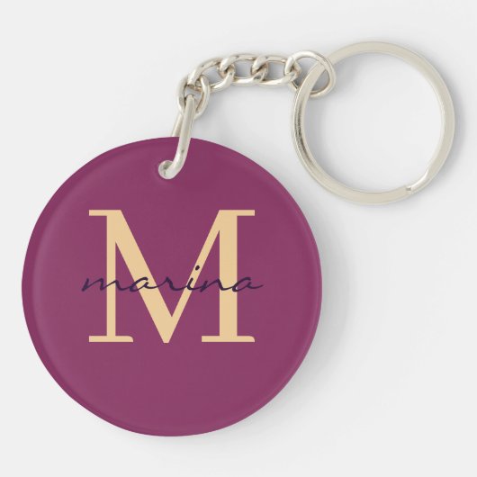 Porte-clés Porte - clé acrylique monogrammé élégant (Dos)