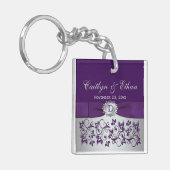 Porte-clés Porte - clé acrylique monogramme gris violet (Devant gauche)