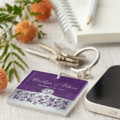 Porte-clés Porte - clé acrylique monogramme gris violet (Devant Droit)