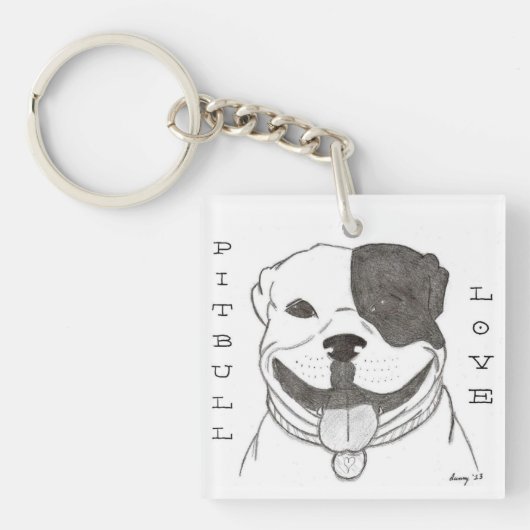 Porte-clés Porte - clé acrylique Pitbull Love (Devant)