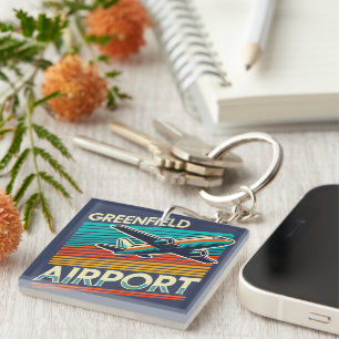 Porte-clés Porte - clé acrylique rétro de l'aéroport de Green