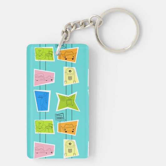 Porte-clés Porte - clé acrylique rétro kitsch atomique (Dos)