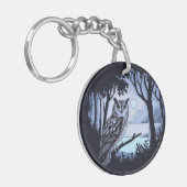 Porte-clés Porte - clé acrylique rond de hibou (Devant gauche)