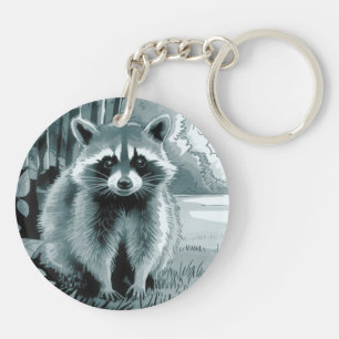 Porte-clés Porte - clé acrylique rond Raccoon