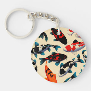 Porte-clés Porte - clé acrylique ronde Motif Koi