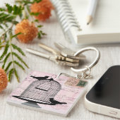 Porte-clés Porte - clé acrylique rose de Birdcage victorienne (Devant Droit)