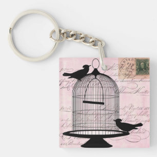 Porte-clés Porte - clé acrylique rose de Birdcage victorienne