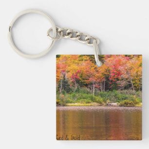 Porte-clés Porte - clé acrylique rouge et or d'automne