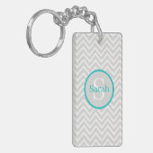 Porte-clés Porte - clé acrylique turquoise Chevron Monogram (Devant gauche)