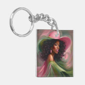 Porte-clés Porte - clé afro-américain rose et vert (Devant gauche)