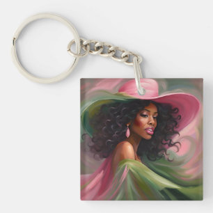 Porte-clés Porte - clé afro-américain rose et vert