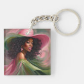 Porte-clés Porte - clé afro-américain rose et vert (Dos)