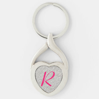 Porte-clés Porte - clé argenté de coeur de monogramme de