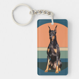 Porte-clés Porte - clé Arrière - plan rétro Doberman Pinscher