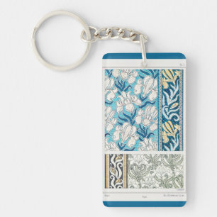 Porte-clés Porte - clé Art nouveau iris lys floral textile ar