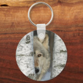 Porte-clés Porte - clé avec photo loup gris dans les bouleaux (Recto)