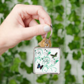 Porte-clés Porte - clé avec vignes et papillons vert (main)